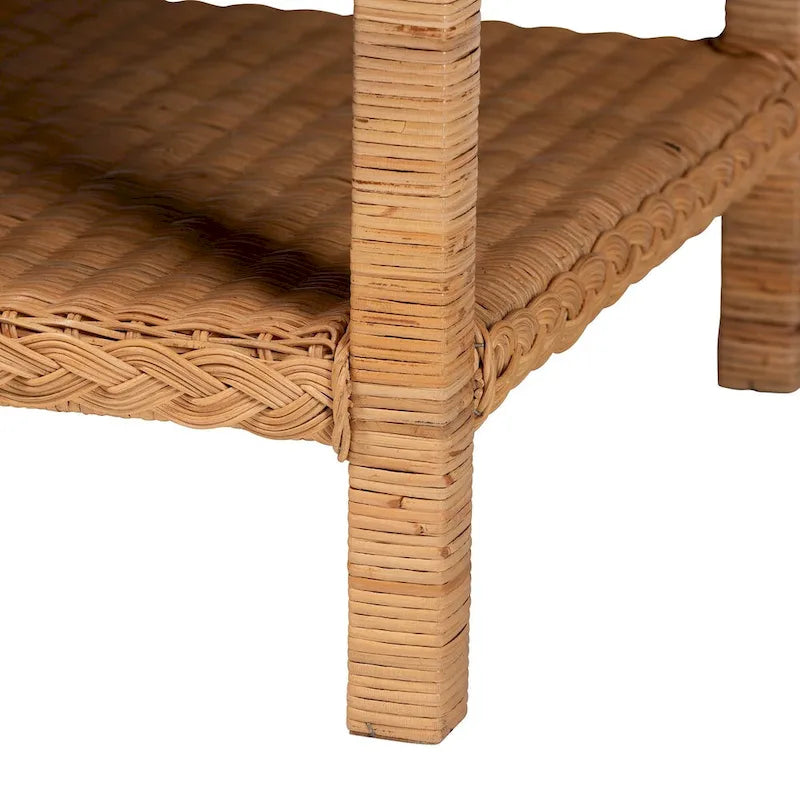 Minahasa Bohemian Braided Rattan Coffee Table in Light Honey - image 6