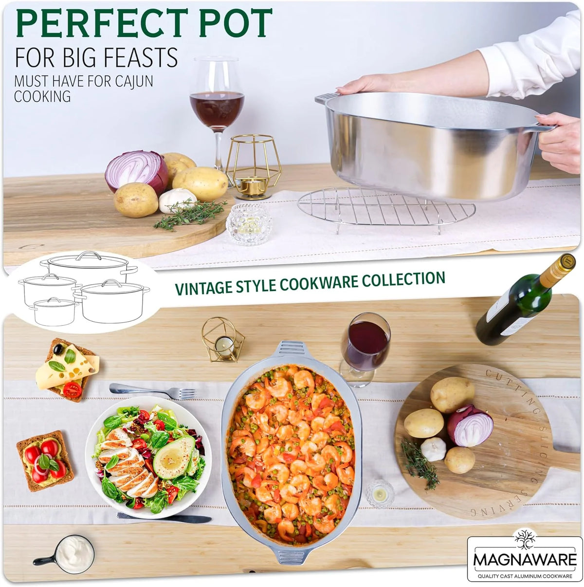 Cast Aluminum Dutch Oven - 8 Quart - Oval Dutch Oven Pot with Lid for Families and Parties - Lightweight Cajun Cookware with Ideal Heat Distribution - Oval Roaster Pan with Lid (13 Inch) - image 9