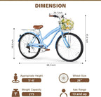 WEIZE Beach Cruiser Bike, 26 inch Commuter Bicycle for Adult Men and Women, 7-Speed/High-Carbon Steel/Front & Rear Fenders, Comfortable City Bikes with Rear Rack or Basket, Ergonomic Upright Design - image 12
