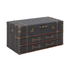 Roche River Decor Faux Leather or Linen Fabric Coffee Table Trunk with 2 Drawers and Buckle Hinged Top - Available in Dark Blue or Brown - image 10