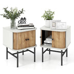 Set of 2 Nightstands with Sliding Doors and Metal Legs - image 1