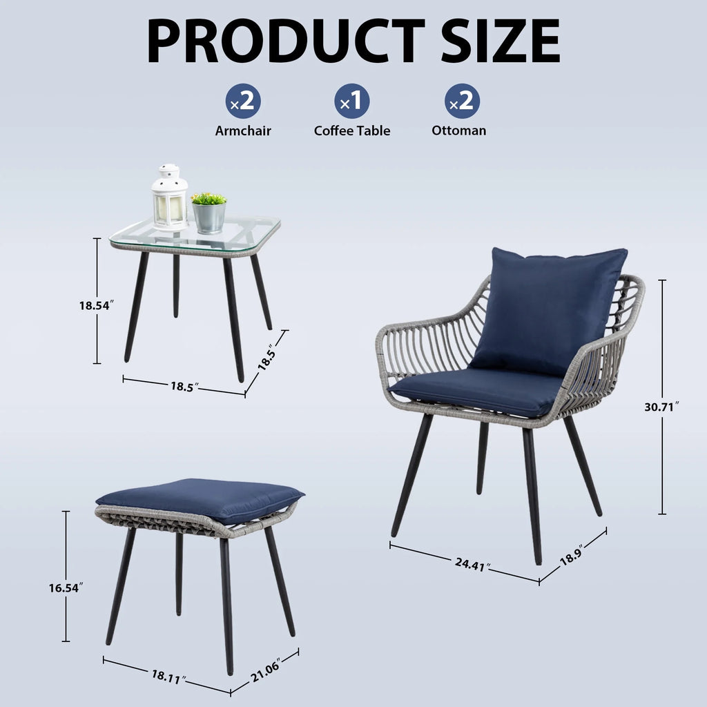 Ainfox 7 Pcs Outdoor Patio Furniture Sofa Set on Sale, Grey Rattan Grey Cushion - image 44