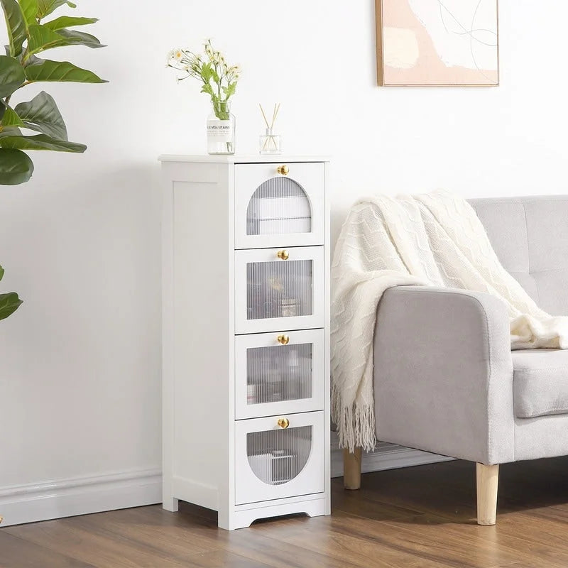 Compact Wooden Bathroom Floor Cabinet with 4 Drawers for Storage - image 8