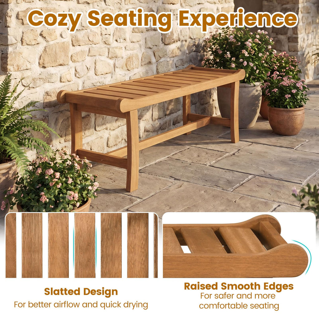 Tangkula 41.5" Patio Backless Bench with Slatted Seat - image 9