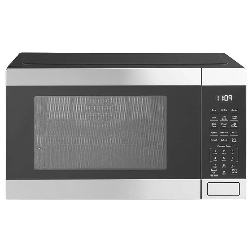 Open Box GE 3-in-1 Microwave Oven, 1,050 Watts Air Fryer, Broiler and Convection Mode, Child-Lock Technology, Kitchen Essentials for The Countertop or Dorm Room, 1.0 Cu. Ft., Stainless Steel - image 1