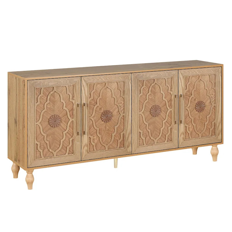 Large Floral Carved Storage Cabinet - Sideboard Buffet - image 10