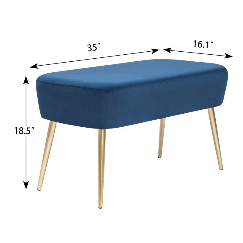 Adeco Velvet Footrest Bench with Metal Legs - Stylish Bed End Stool and Dressing Chair - image 17