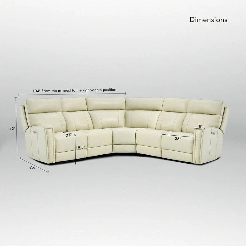 104" 3-Color Genuine Leather Power Reclining Sectional Sofa with Zero Gravity Feature, USB & USB-C Ports, and 2 Stationary Armless Chairs - image 5