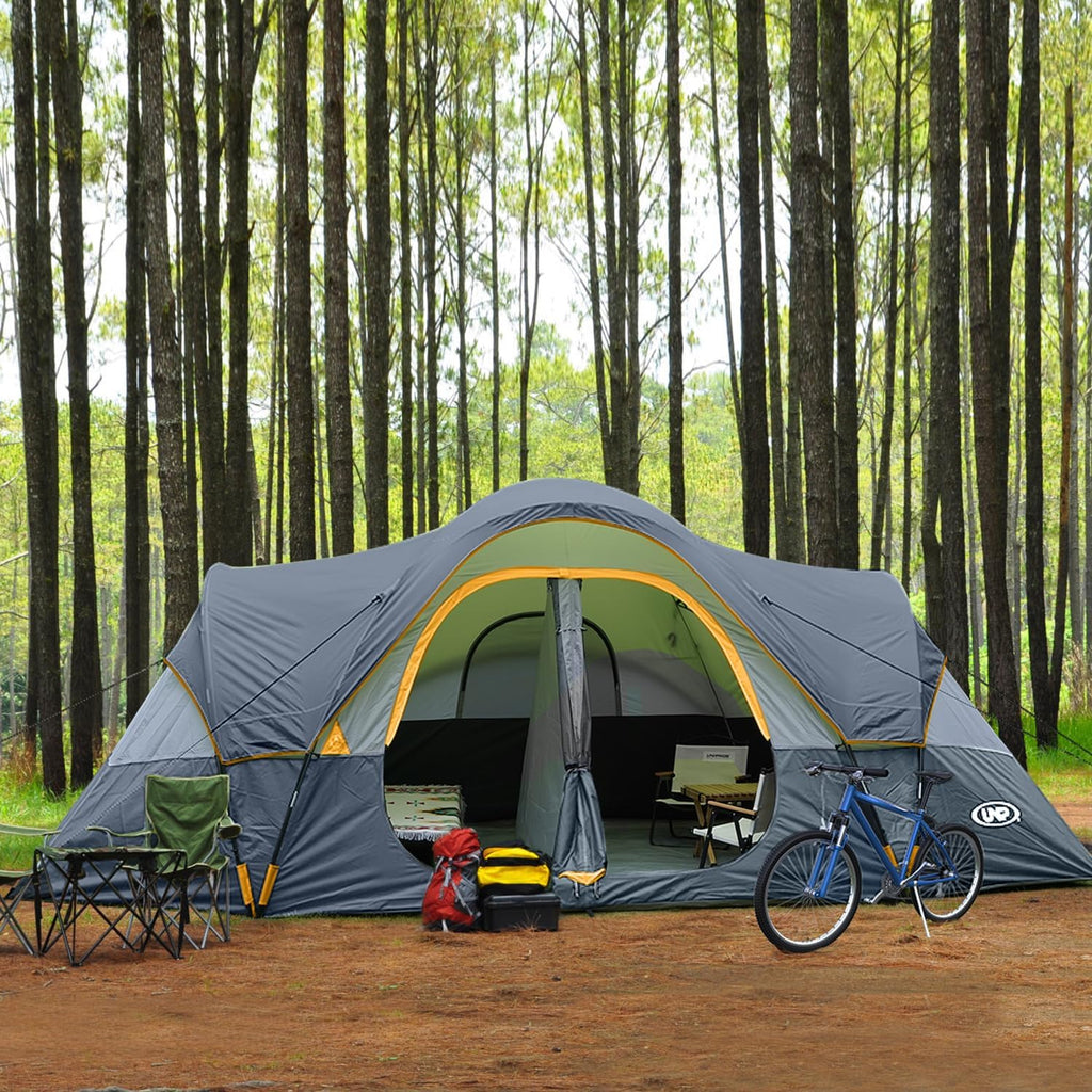 UNP Camping Tent 10-Person-Family Tents, Parties, Music Festival Tent, Big, Easy Up, 5 Large Mesh Windows, Double Layer, 2 Room, Waterproof, Weather Resistant, 18ft x 9ft x78in - image 39