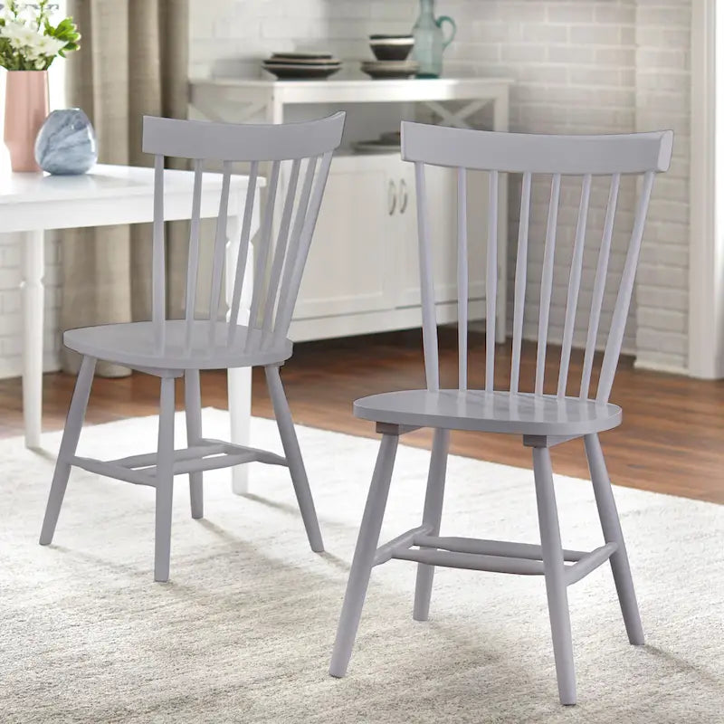 Set of 2 Spindle Back Dining Chairs Solid Rubberwood Farmhouse Style - image 11
