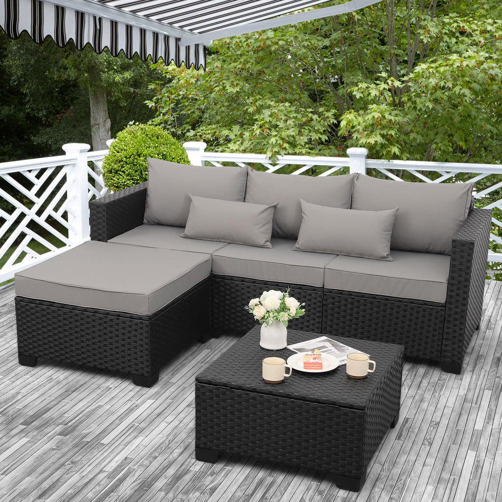 Rattaner 3 Pieces Patio Furniture Set with Ottoman and Outdoor Storage Table - image 1