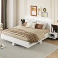 Modern King Size Wooden Floating Bed Frame with Nightstand and LED - Slatted Support Design - image 2
