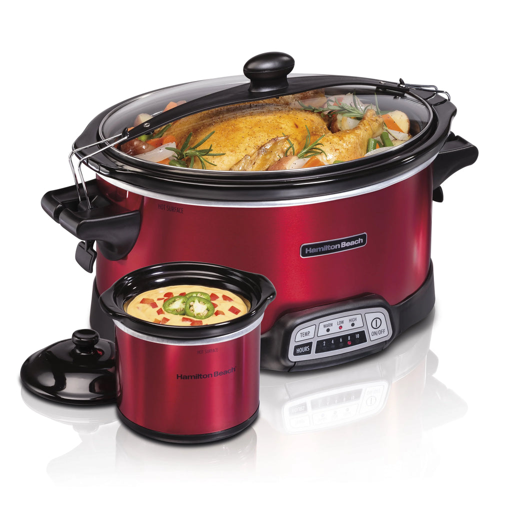 Hamilton Beach Stay or Go Programmable Slow Cooker with Party Dipper, 7 Quart Capacity, Removable Crock, Red, 33478 - image 1