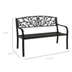 Best Choice Products Outdoor Steel Bench Garden Patio Porch Furniture W/ Floral Design Backrest - Black - image 17
