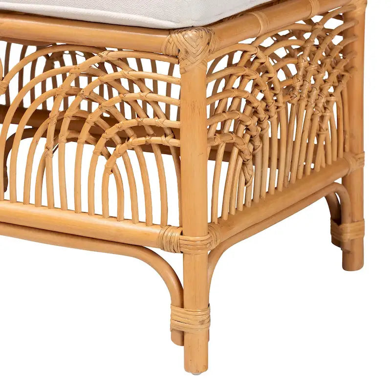 Bali & Pari Materra Contemporary Bohemian Natural Brown Rattan Bench - image 5