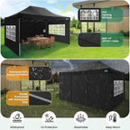COBIZI 10x20 Heavy Duty Pop up Canopy Tent with 6 sidewalls Easy Up Commercial Outdoor Canopy Wedding Party Tents for Parties All Season Wind & Waterproof Gazebo with Roller Bag,Black(Frame Thickened) - image 134