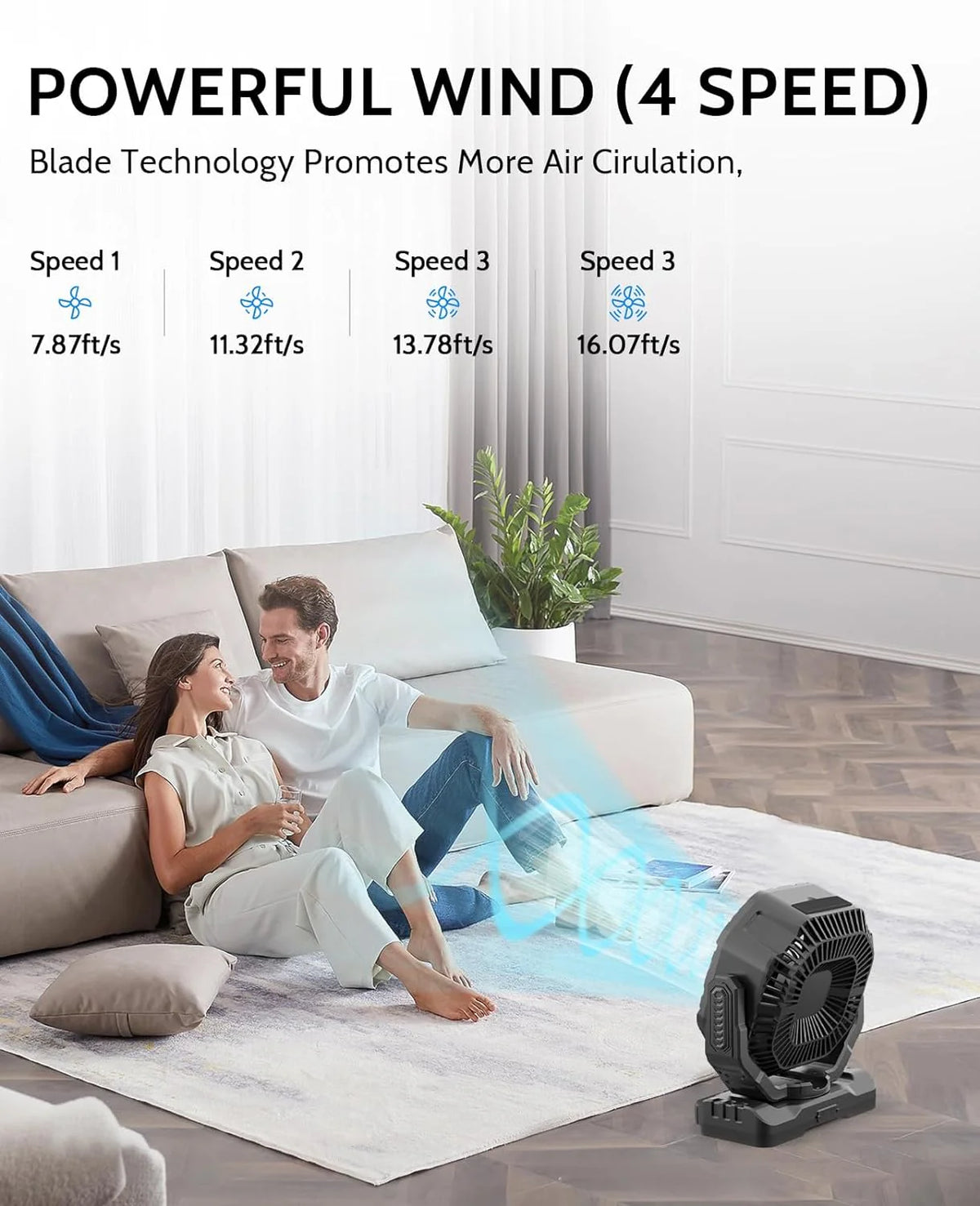 40,000mAh Battery Operated Fan, 13" Remote Camping Fan with LED Auto-Oscillating Rechargeable Fan Powerful Portable Desk Fan for Home, Camping, RV, Courtyard, Picnic, Emergency Power - image 13