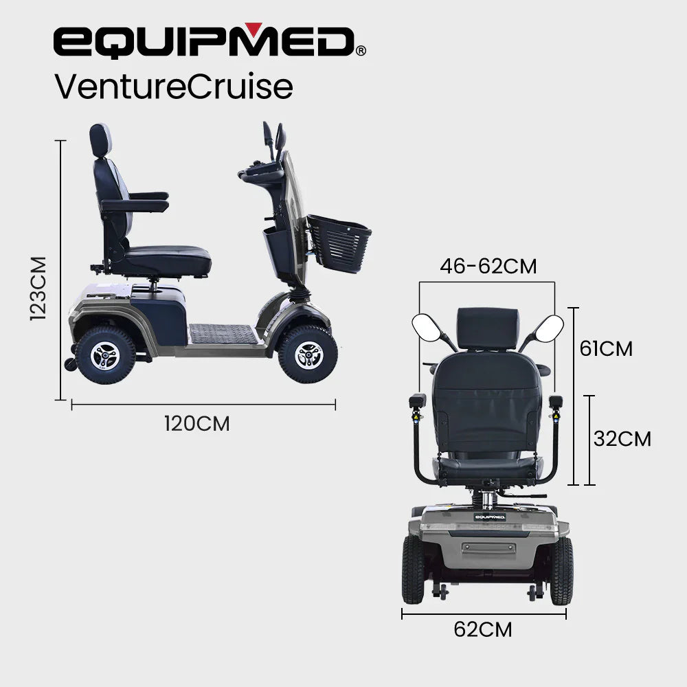EQUIPMED Mobility Scooter, S-XXL comfortable size for all riders, 30km Max Range, 180kg capacity, Grey - image 2