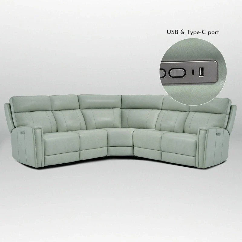 104" 3-Color Genuine Leather Power Reclining Sectional Sofa with Zero Gravity Feature, USB & USB-C Ports, and 2 Stationary Armless Chairs - image 13