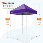 EAGLE PEAK 5x5 Pop up Canopy Tent Instant Outdoor Canopy Easy Set - up Straight Leg Folding Shelter（blue） - image 42
