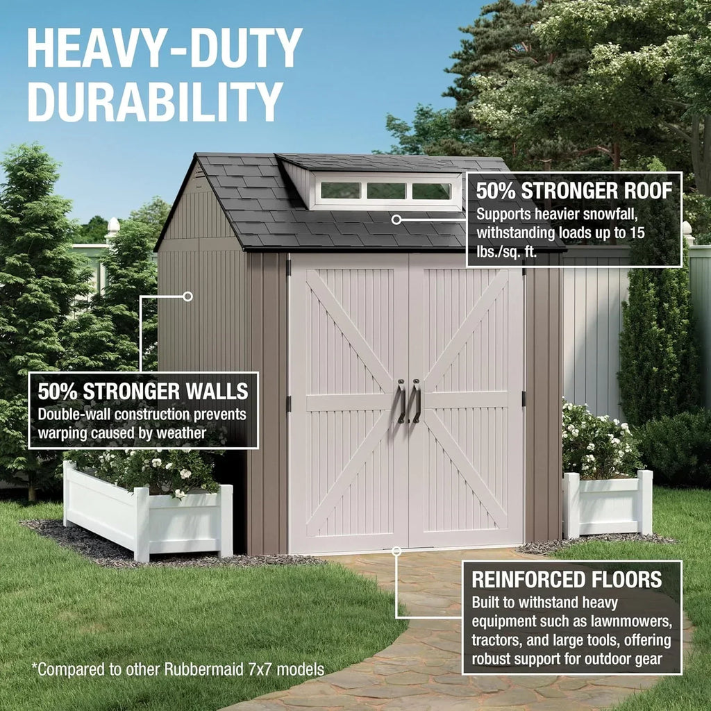 Rubbermaid Resin Outdoor Storage Shed With Floor Weather Resistant Gray Organization for Home - image 24