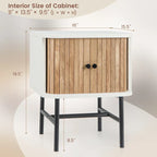 Set of 2 Nightstands with Sliding Doors and Metal Legs - image 3