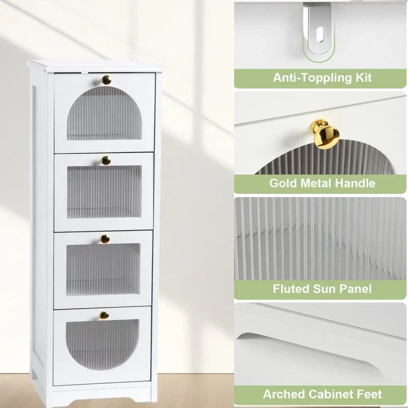 Compact Wooden Bathroom Floor Cabinet with 4 Drawers for Storage - image 4