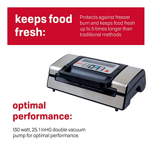 Nesco Deluxe Food VS-12 Vacuum Sealer, 130 Watts, Kit Bags & Viewing Lid - image 5