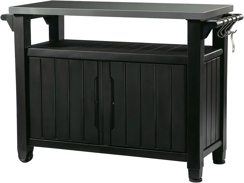 Keter Outdoor Rolling Table Cart for Food Prep, Storage, Bar & Grill, Dark Brown - image 1