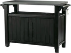 Keter Outdoor Rolling Table Cart for Food Prep, Storage, Bar & Grill, Dark Brown - image 1