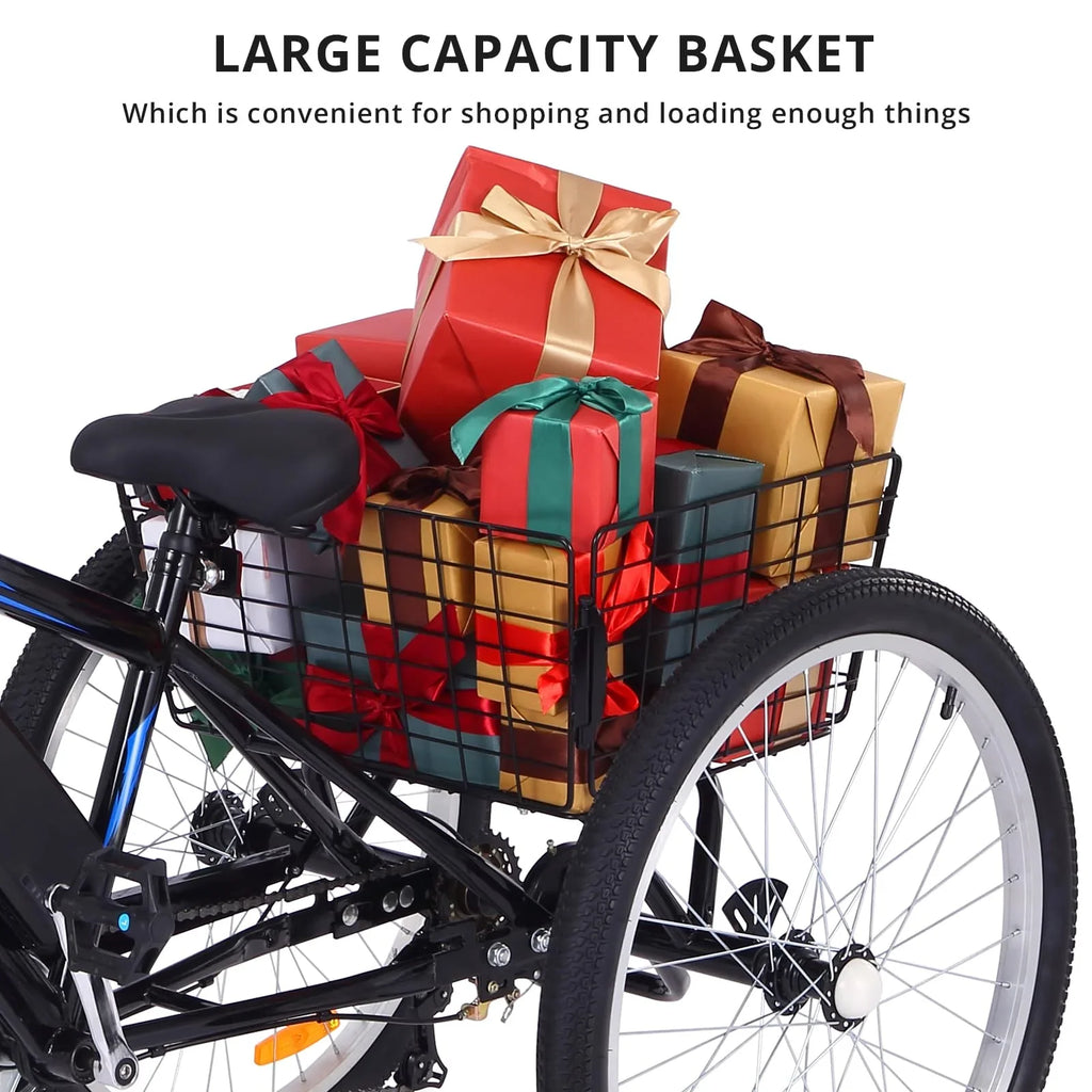 Garvee 3 Wheel Electric Bicycle for Men Women, 350W Motor Electric Tricycle for Adults, 26" Fat Tire Motorized Bicycle w/ 36V 10Ah Removable Battery, 7 Speed Electric Trike up to 50+ Miles, 3 Modes - image 4