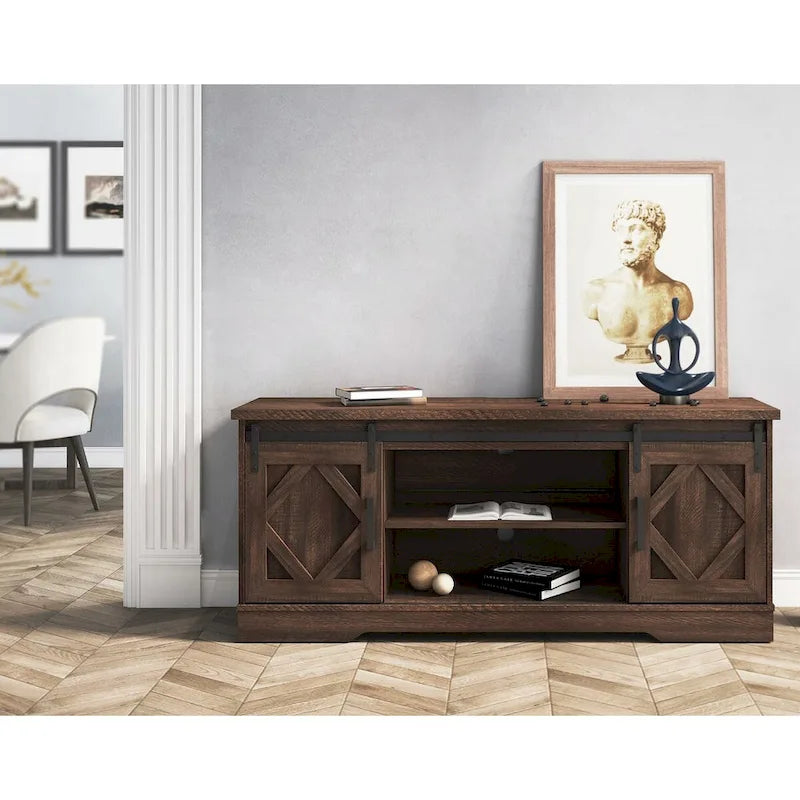 Rustic Farmhouse Barndoor TV Stand - Entertainment Center for TVs up to 70 Inches - image 27