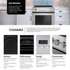 Cosmo 30 in. Stellar Collection 5.0 cu. ft. Electric Range with 4 Burner Glass Cooktop and Convection Oven in Stainless Steel - image 10