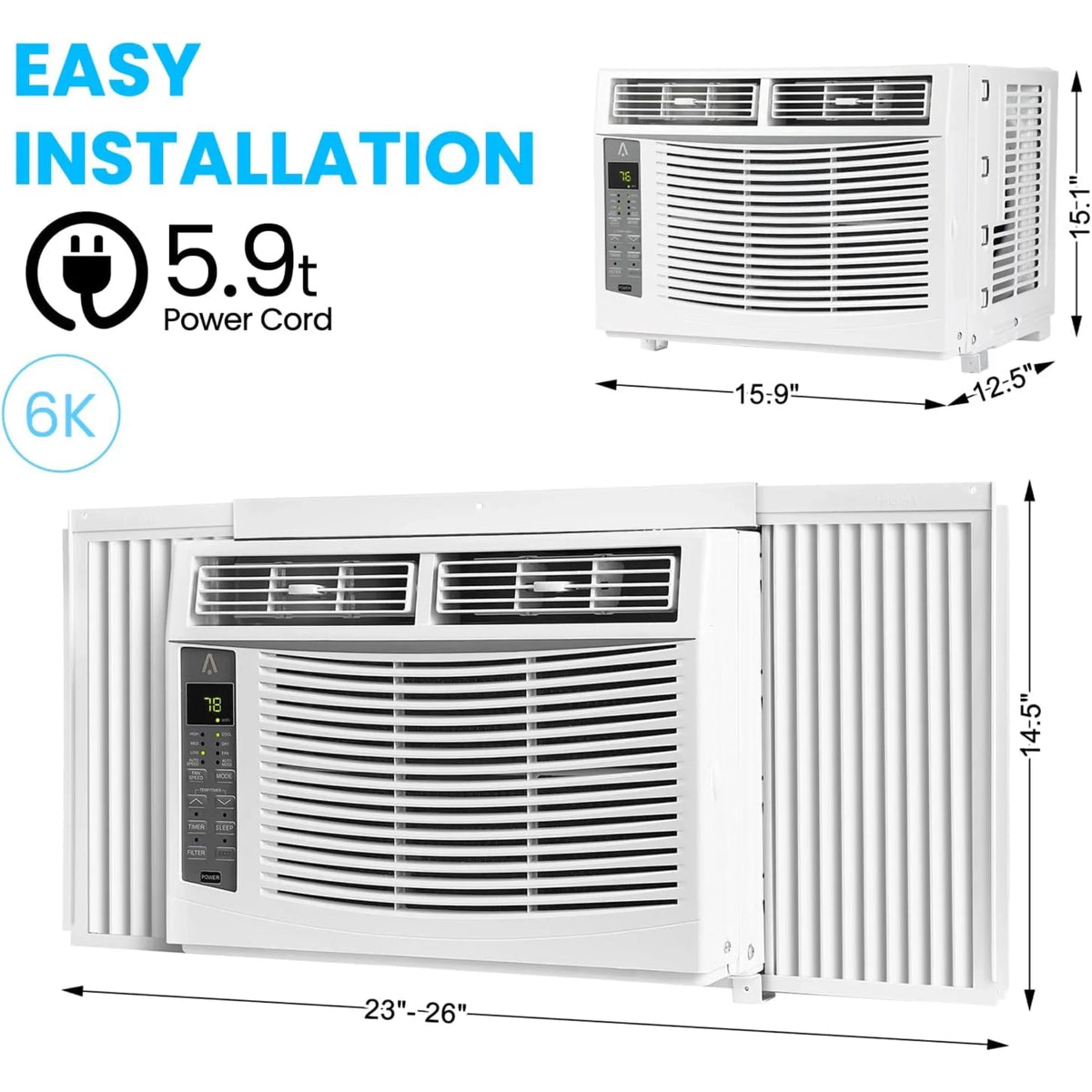 Garvee 5000 BTU Window Air Conditioner, Fast Cooling for Rooms up to 150 Sq. Ft, Window Ac Unit with 7 Level - image 18