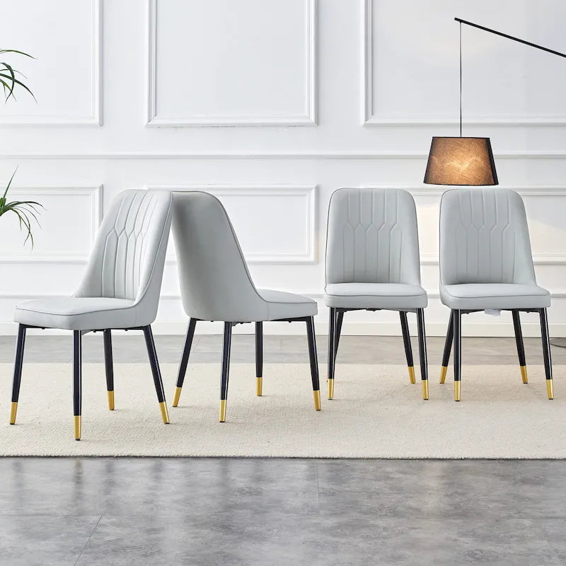 Contemporary Set of 4 Faux Leather Dining Chairs with Cushioned Backrests and Metal Legs – Ideal for Dining Rooms, Living Rooms, and Bedrooms - image 2