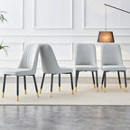 Contemporary Set of 4 Faux Leather Dining Chairs with Cushioned Backrests and Metal Legs – Ideal for Dining Rooms, Living Rooms, and Bedrooms - image 2