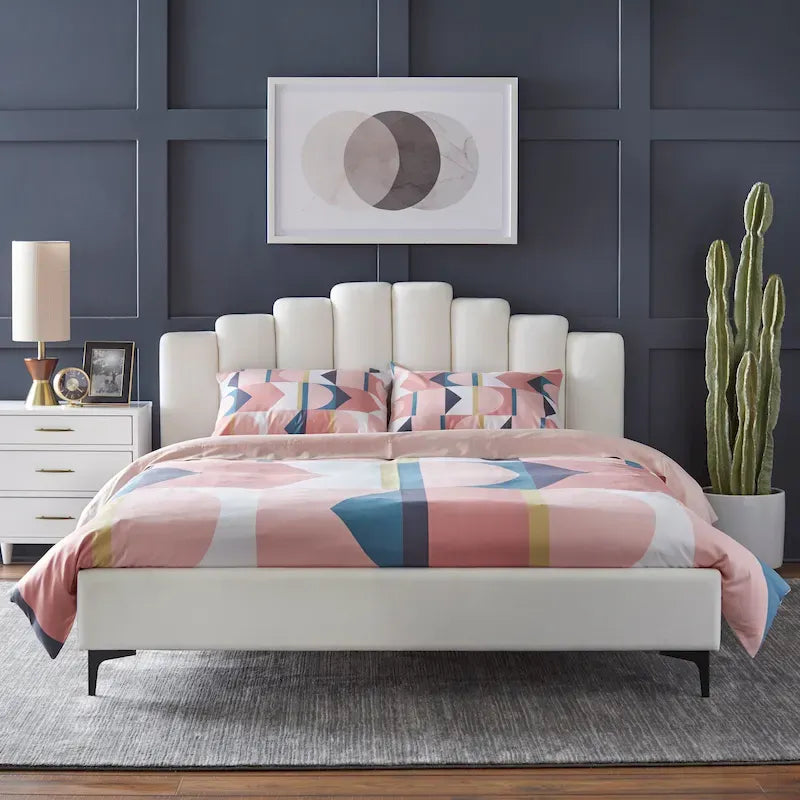 Lifestorey Modern Queen Platform Bed with Stark Velvet Upholstery - image 4