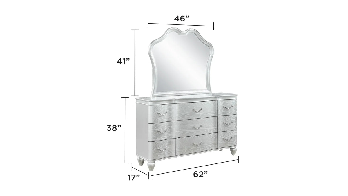 Eros King 4PC Bedroom Set with Manufactured Wood & Tufted Detailing in Silver - image 9