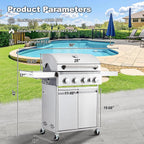 Upgraded 4 Burner BBQ Propane Gas Grill with Cast Iron Grates & Side Stove, 44,000 BTU Stainless Steel Burner Barbecue Grill for Patio, Camping, Outdoor Cooking. - image 36