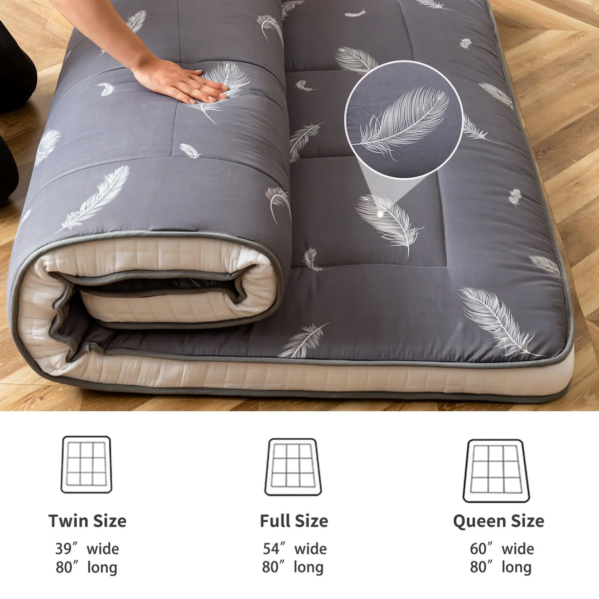 Maxyoyo Extra Thick Futon Floor Mattress, Padded Japanese Folding Roll Up Mattress Sleeping Pad, Foldable Camping Portable Mattress Shikibuton - image 4