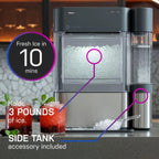 Countertop Nugget Ice Maker with Side Tank / Ice Machine with WiFi Connectivity / Smart Home Kitchen Essentials / Stainless Steel - image 40