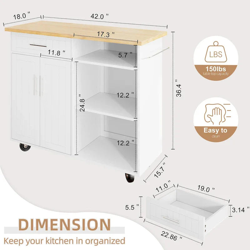 Futzca Kitchen Island Cart with Storage Cabinet and Drawers - Not Applicable - image 5