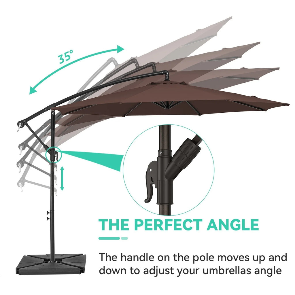 JUSTLET 10ft Heavy Duty Patio Hanging Offset Cantilever Patio Umbrella W/ 4-Piece Base Included Included, Beige - image 40