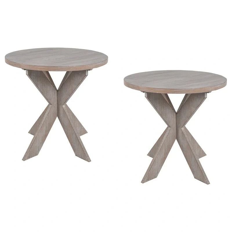 COZAYH Set of 2 Rustic Farmhouse End Tables with Storage Shelf - Vintage Grey French Country Accent Side Tables - image 13
