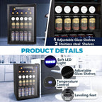 Mini Fridge 130 Can Beverage Refrigerator Cooler, 3.2 Cu.Ft Drink Fridge for Soda Wine Beer, Adjustable Temperature Control for Home Office, Black - image 17