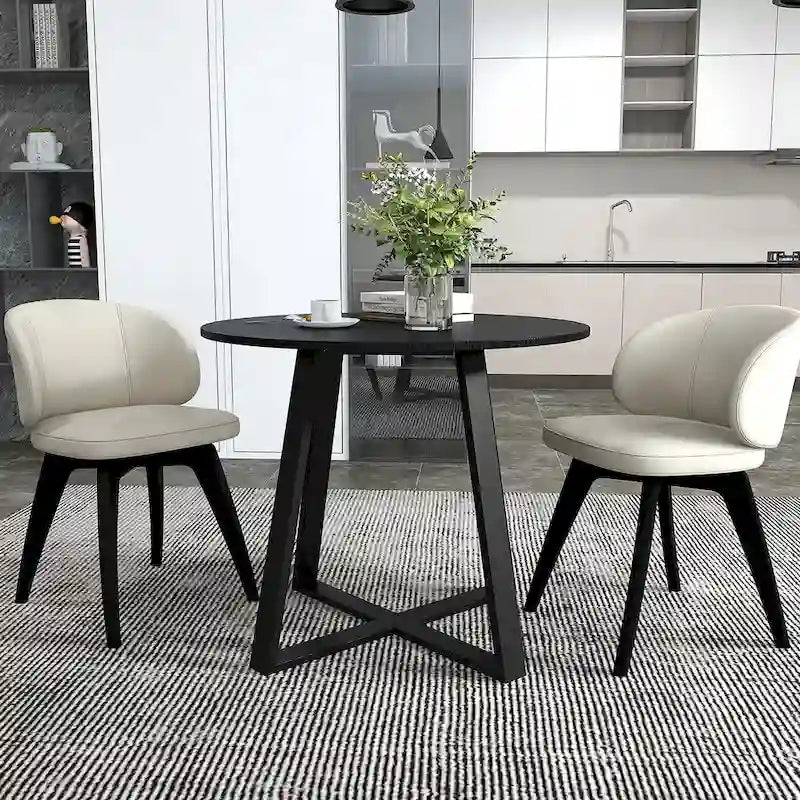 Gymax 36-Inch Round Solid Wood Dining Table for 4 with Pedestal Base - image 6