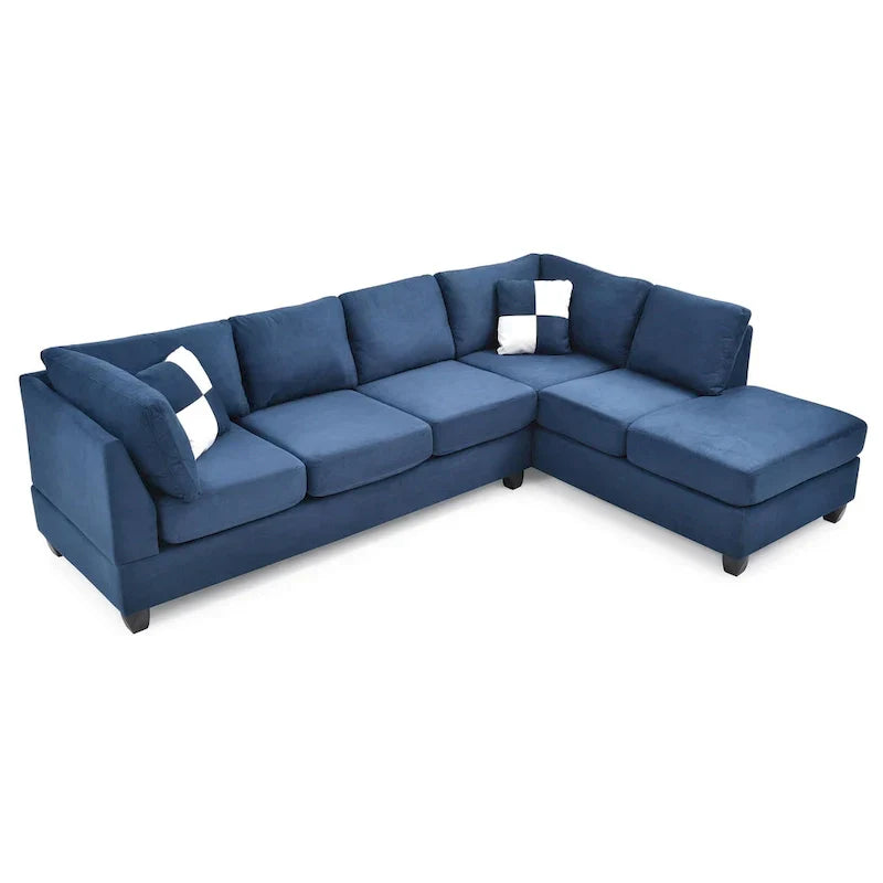 Malone 111-Inch Suede 4-Seater Sectional Sofa with Two Throw Pillows - Dimensions: 111L x 78W x 34H - image 3