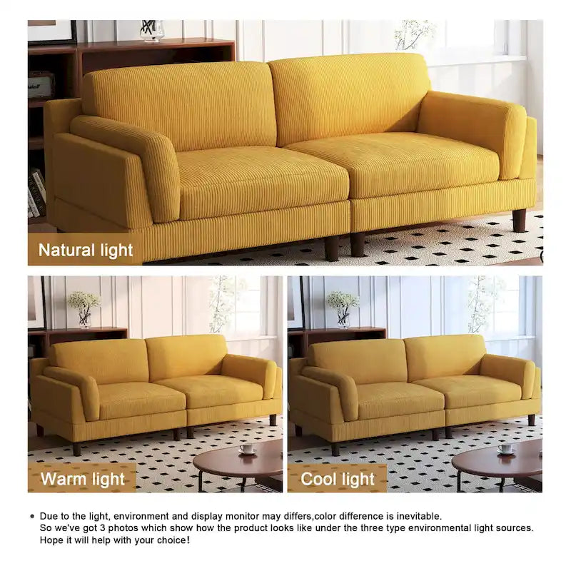 90-Inch Oversized Corduroy Sofa for Living Room with Reversible Cushions - image 11