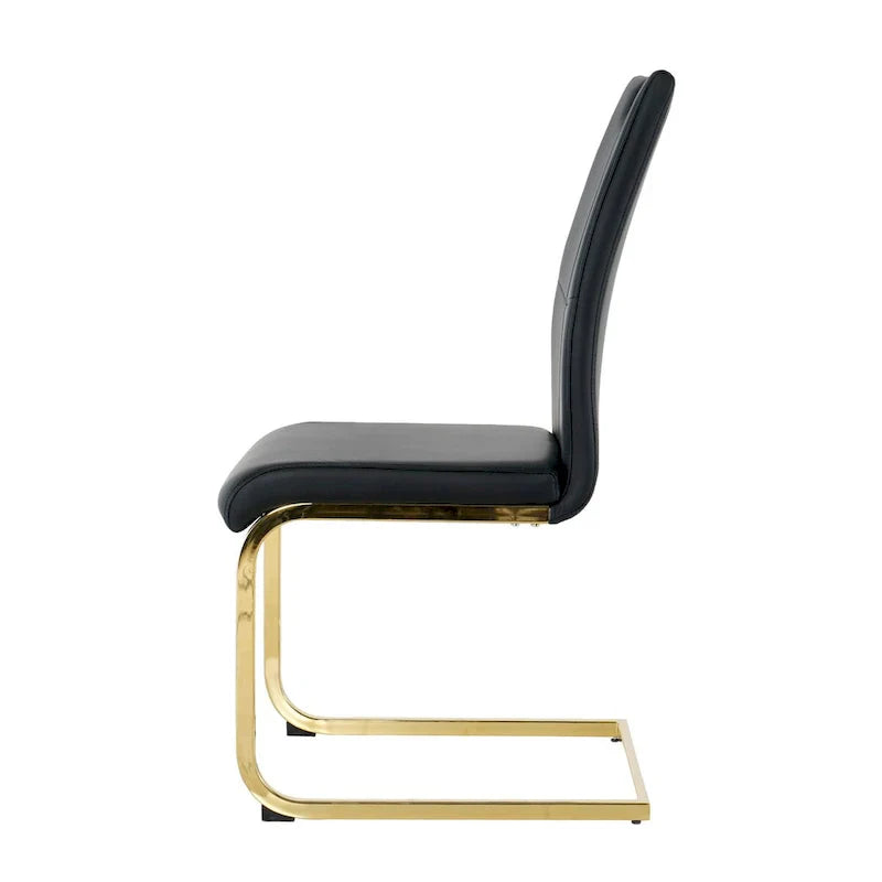 4-Piece Modern Faux Leather Dining Chair Set with Gold Metal Legs and Padded Seats - image 19