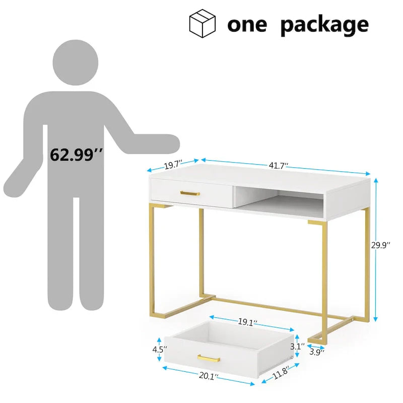 Modern Computer Desk with 2 Drawers - Stylish Study Writing Table with Storage for Home Office - image 7